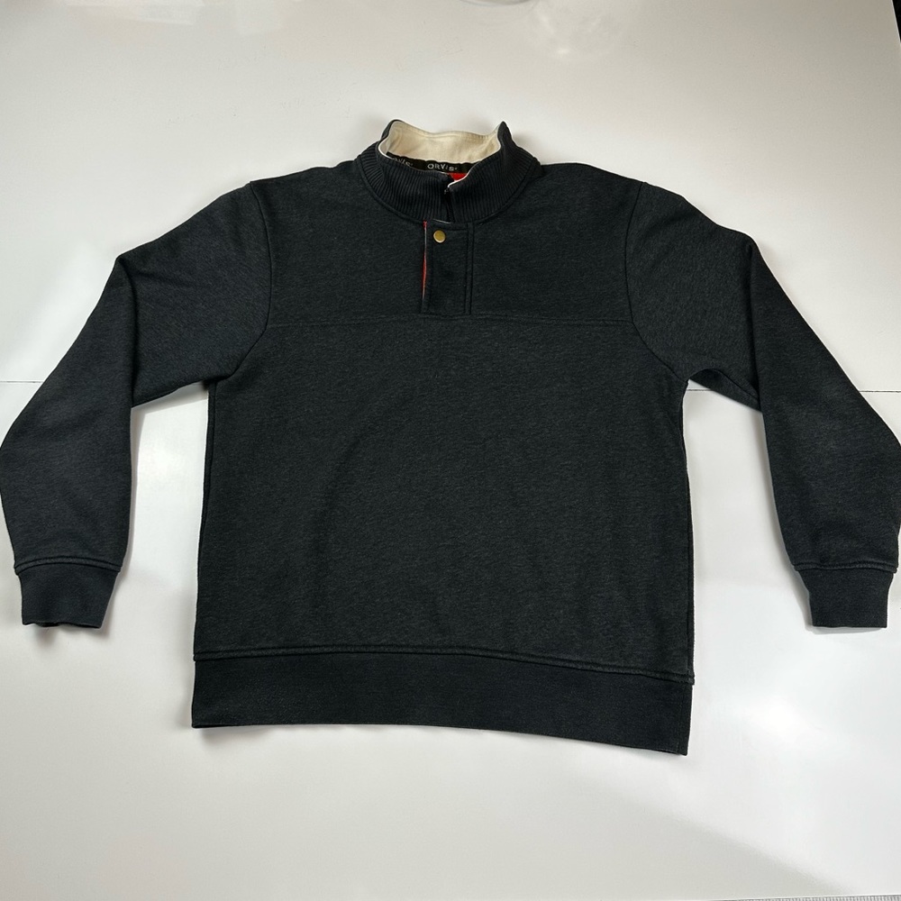 Orvis Signature 1/4 Zip Pullover Men's Medium Charcoal Grey Sweatshirt Sweater